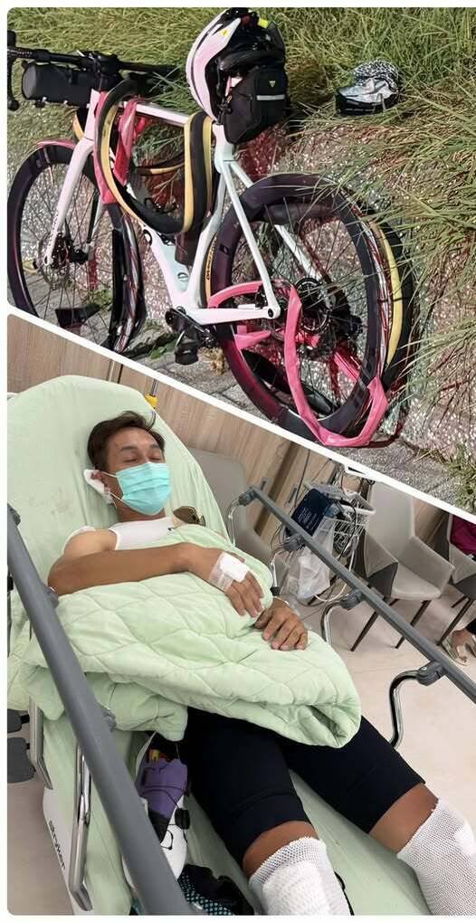 前自行车国手彭竣志自主训练，在高雄遭酒驾男击落。（翻摄彭竣志脸书）