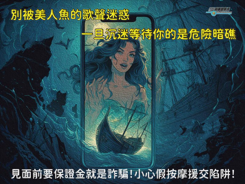 假色情按摩诈骗宣导图。（图由刑事局提供）