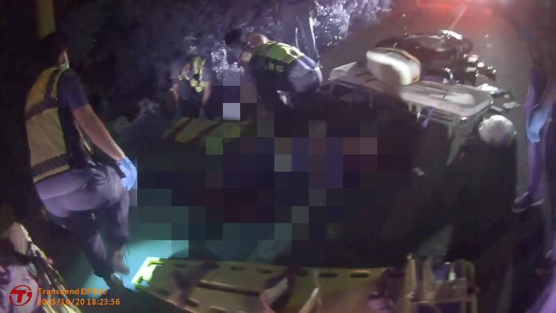 嘉义县大林镇发生车祸意外。（嘉义县消防局提供）