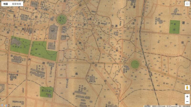 曾妇在日治时期户籍登记在台南州台南市开山町二丁目83番地，现今开山路35巷39弄一带，台新主张曾妇光复后初次设籍时失踪。（翻摄中央研究院百年地图）