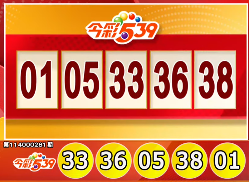 今彩539、39乐合彩开奖号码。（撷取自三立iNEWS《全民i彩券》）
