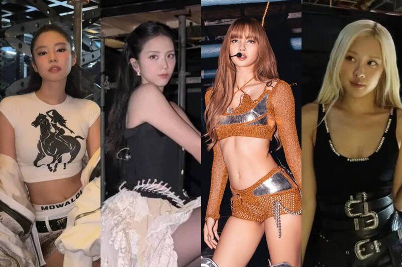 LACKPINK成员（左起）Jennie、Jisoo、Lisa、ROSÉ在高雄的演唱会，少年警察队赴云林逮假卖票真诈财男子。（本报合成图，翻摄自IG）